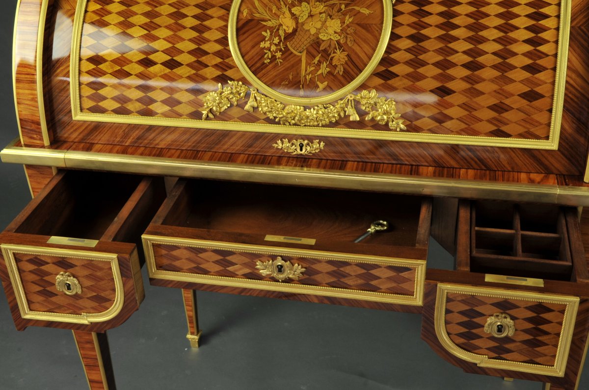 Ormolu Louis XVI Cylinder Secretary In The Taste Of Reisener.-photo-8