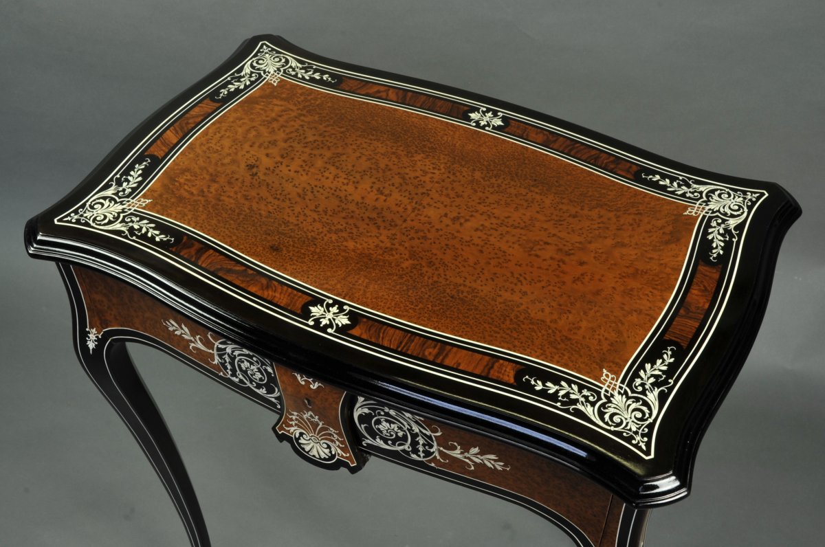 Salon Table In Ebony And Ivory Marquetry Stamped Sormani In Paris-photo-1