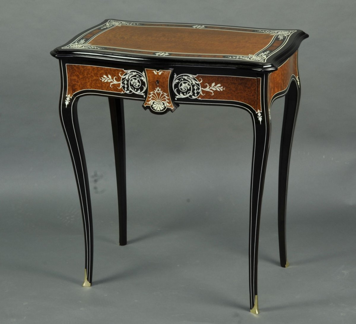 Salon Table In Ebony And Ivory Marquetry Stamped Sormani In Paris-photo-4