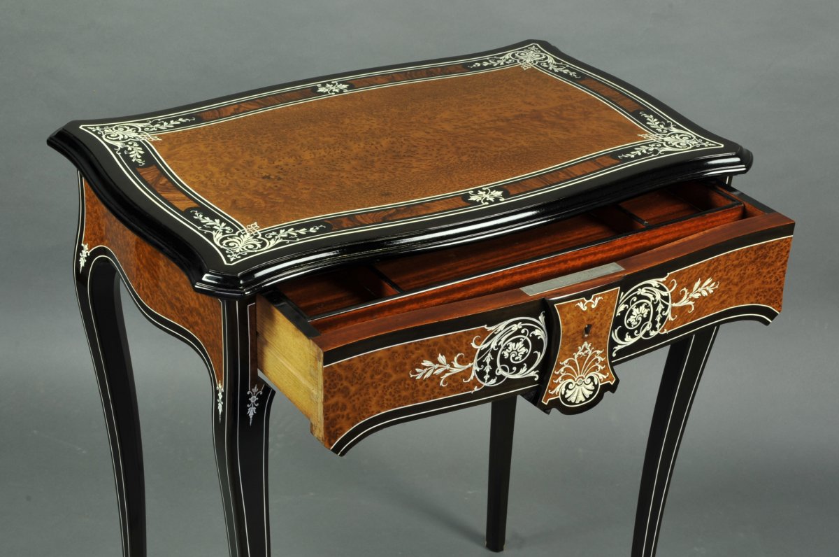 Salon Table In Ebony And Ivory Marquetry Stamped Sormani In Paris-photo-6
