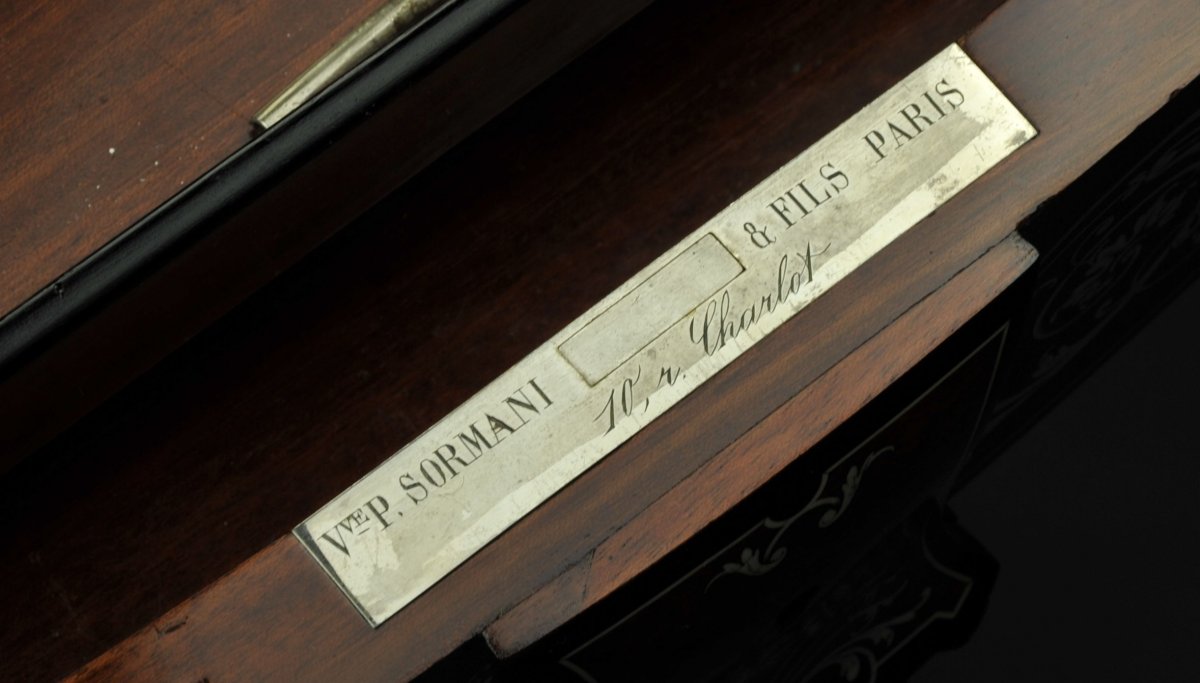 Salon Table In Ebony And Ivory Marquetry Stamped Sormani In Paris-photo-8
