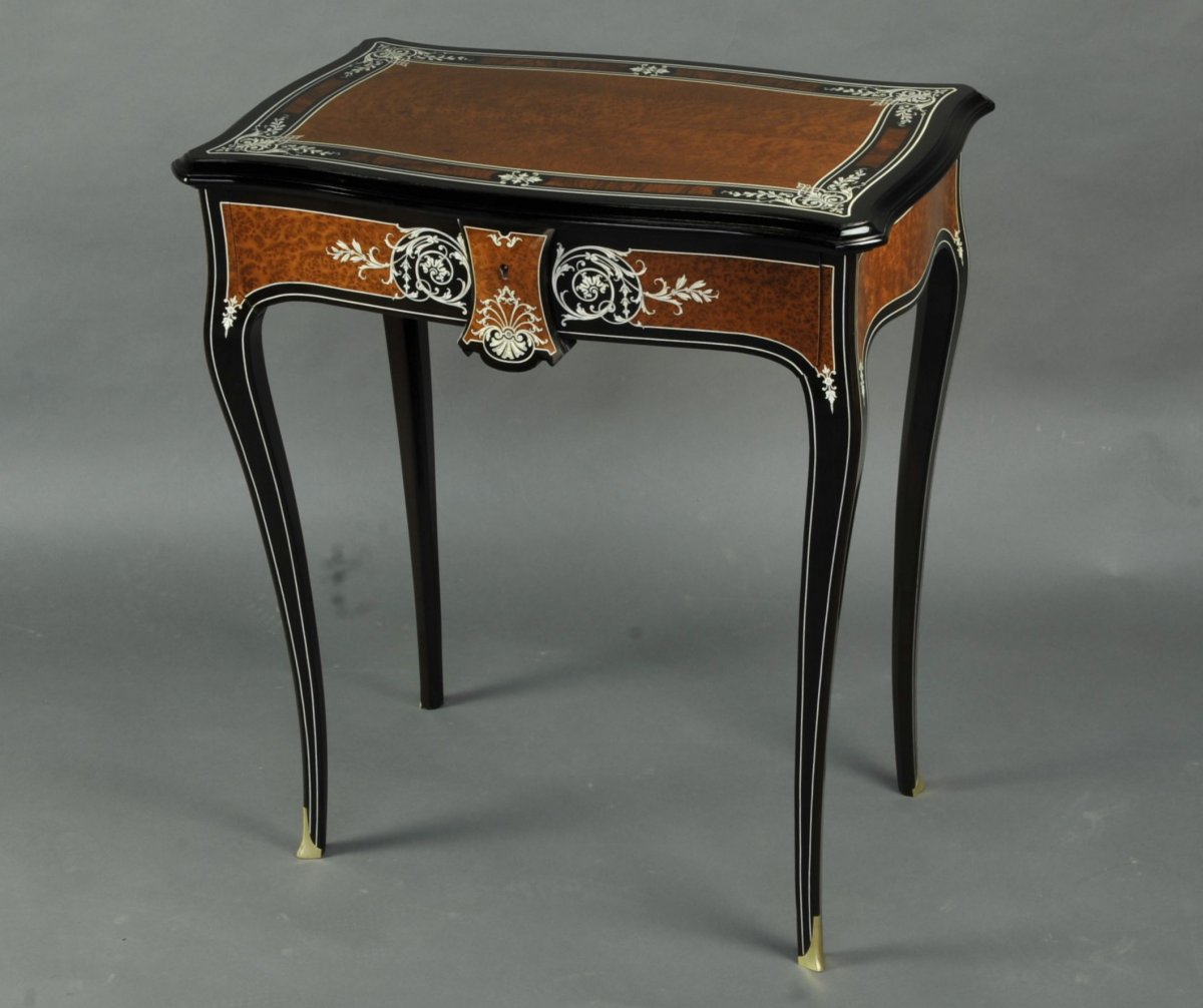 Salon Table In Ebony And Ivory Marquetry Stamped Sormani In Paris