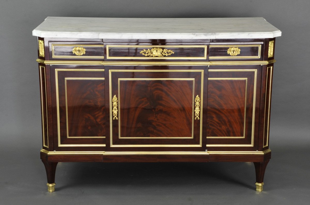 Important Louis XVI Commode Stamped Gervais Durand-photo-5
