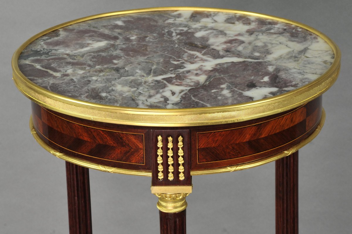 Louis XVI Style Pedestal Table Stamped Paul Sormani-photo-3