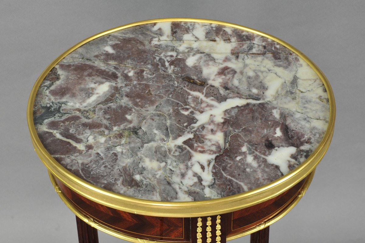 Louis XVI Style Pedestal Table Stamped Paul Sormani-photo-4