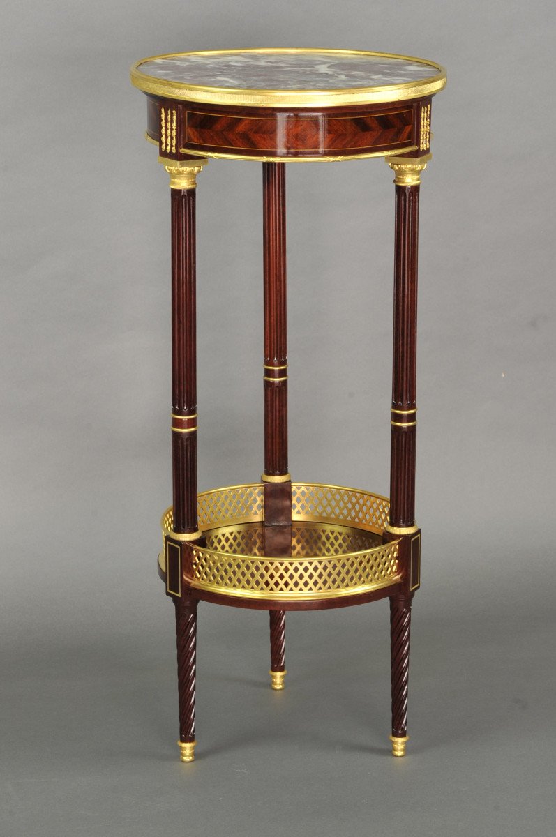 Louis XVI Style Pedestal Table Stamped Paul Sormani-photo-6