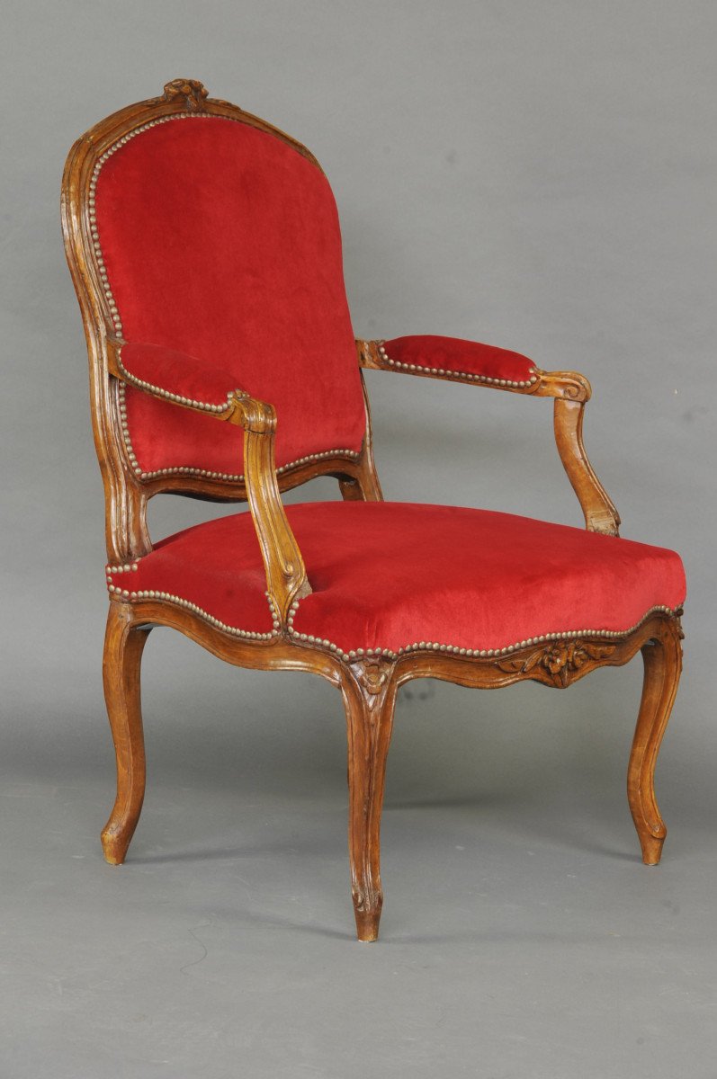 Pair Of Large Louis XV Armchairs - 18th Century-photo-7