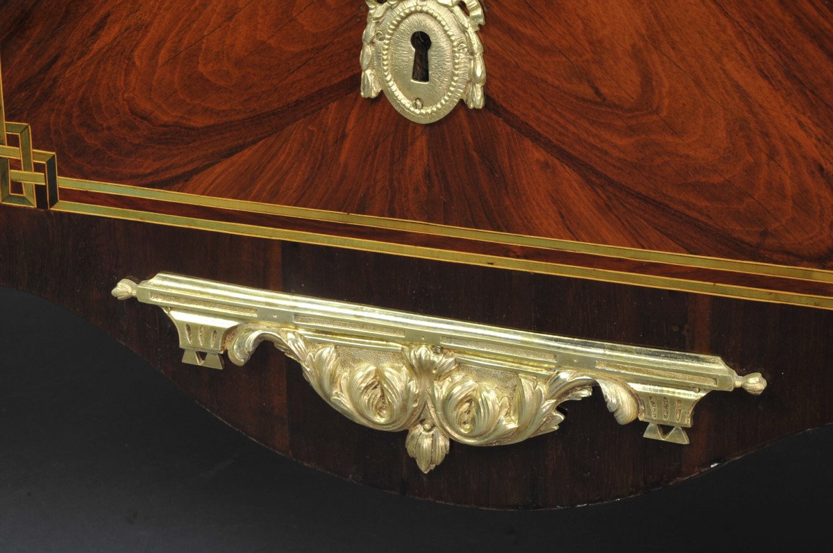 Large Commode Transition With Marquetry Of Quartefeuille-photo-7