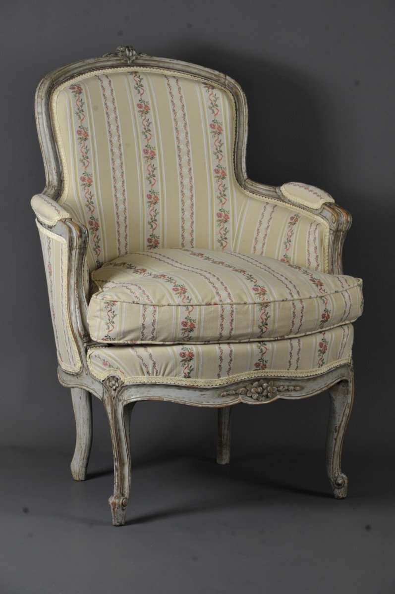 Bergère Transition En Bois Laqué Gris