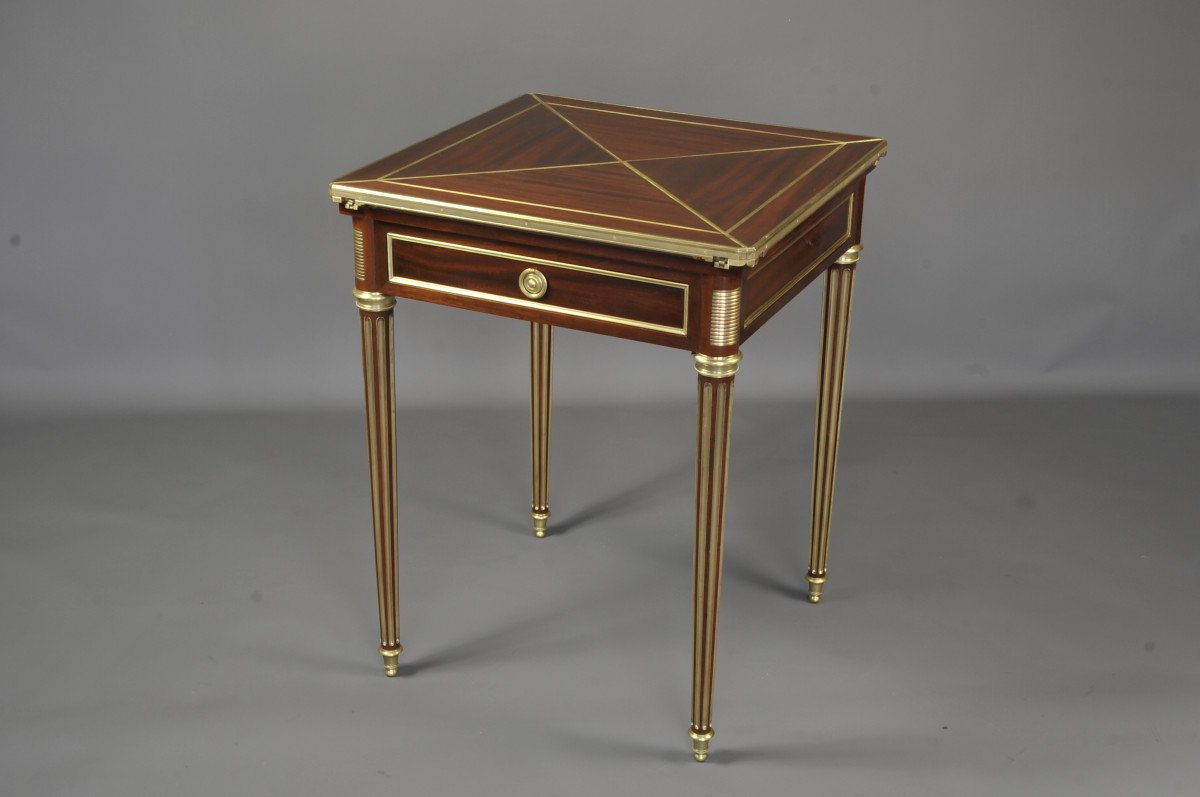 Paul Sormani (1817-1866) – Table à Jeux Dite Mouchoir De Style Louis XVI-photo-2