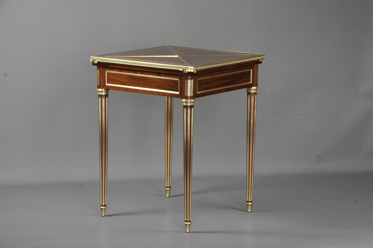 Paul Sormani (1817-1866) – Table à Jeux Dite Mouchoir De Style Louis XVI-photo-7