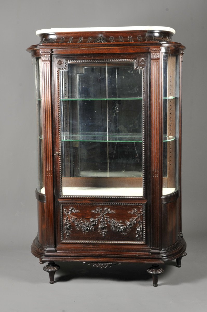 Louis XVI Showcase In Carved Rosewood-photo-3