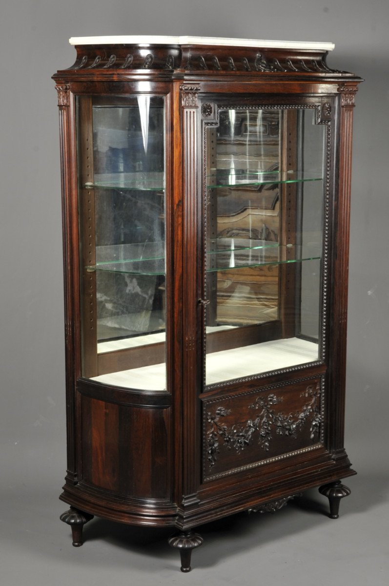 Louis XVI Showcase In Carved Rosewood-photo-7