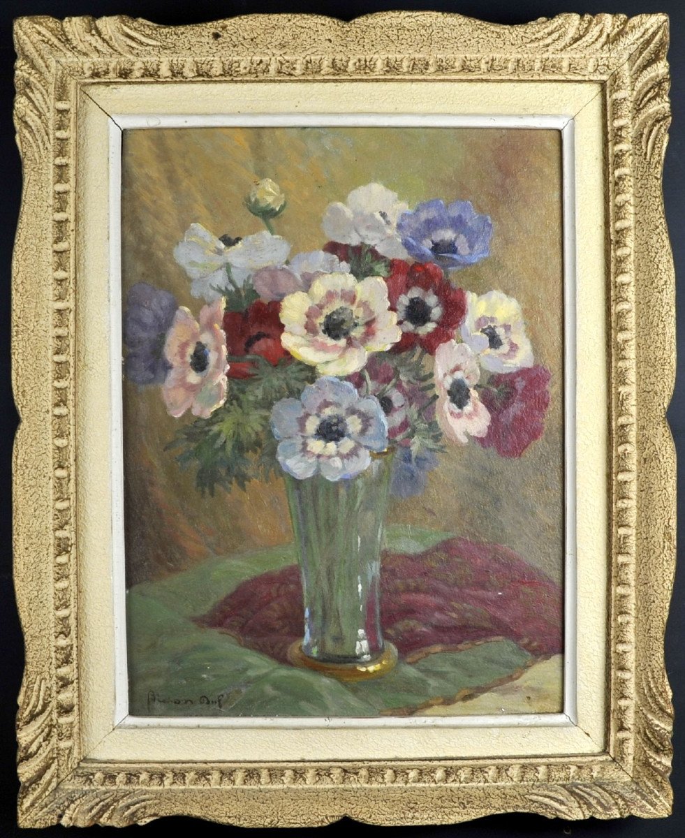 Daniel Bidon - Huile Sur Panneau - Le Vase De Fleurs-photo-1