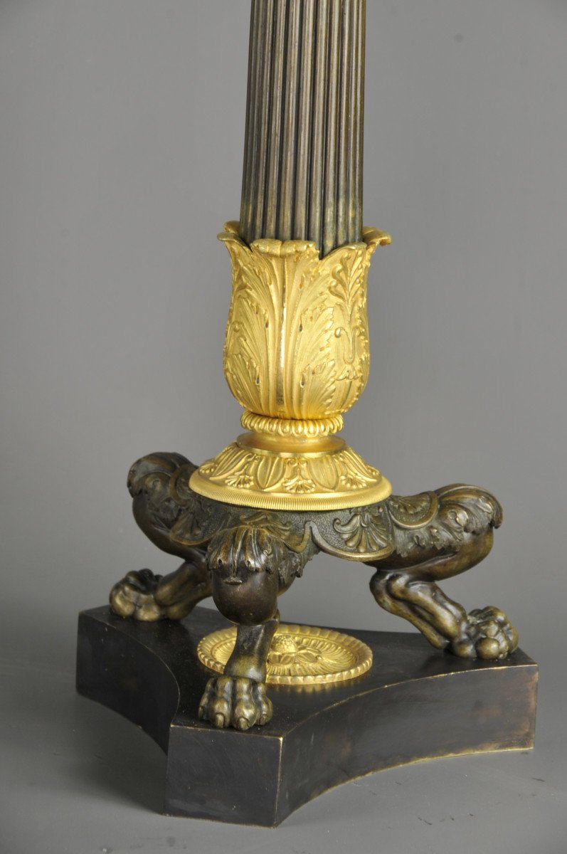 Important Pair Of Empire Candelabra In Gilt And Patinated Bronze-photo-6