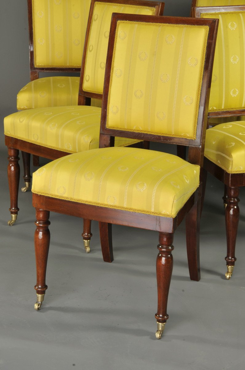 Exceptional Series Of 6 Empire Chairs Stamped Jacob Desmalter-photo-2