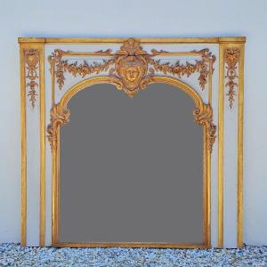 Important Louis XIV Style Trumeau In Lacquered And Gilded Wood