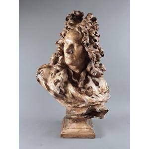 Large Bust Of Corneille Van Cleve In Terracotta After Caffieri Jean-jacques