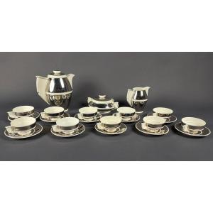 Art Deco Tea Set In Fine Silver Porcelain