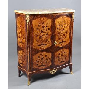 Louis XV Armoirette With Floral Marquetry And Gilt Bronze