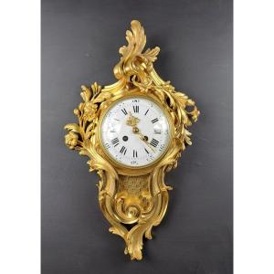 Cartel d'applique en bronze doré de style Louis XV rocaille 