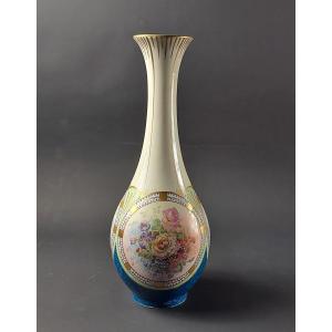 Grand vase art déco en porcelaine de Limoges signé Lucien Michelaud 