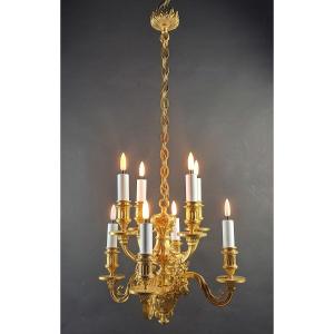 Louis XVI Style 8-light Chandelier In Gilt Bronze