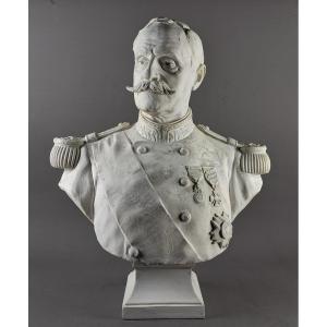 Large Plaster Bust Of Marshal Foch By Auguste Maillard (75 Cm)