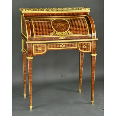 Ormolu Louis XVI Cylinder Secretary In The Taste Of Reisener.