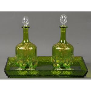 Art Nouveau Liquor Service Stamped From Baccarat Crystal