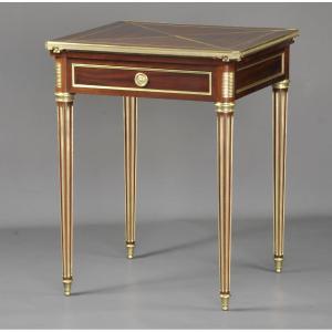Paul Sormani (1817-1866) – Table à Jeux Dite Mouchoir De Style Louis XVI