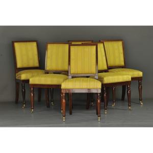 Exceptional Series Of 6 Empire Chairs Stamped Jacob Desmalter