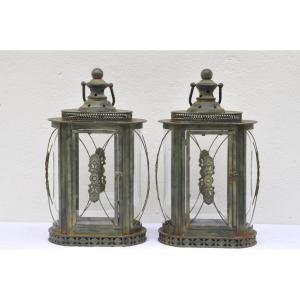 Pair Of Metal Lanterns