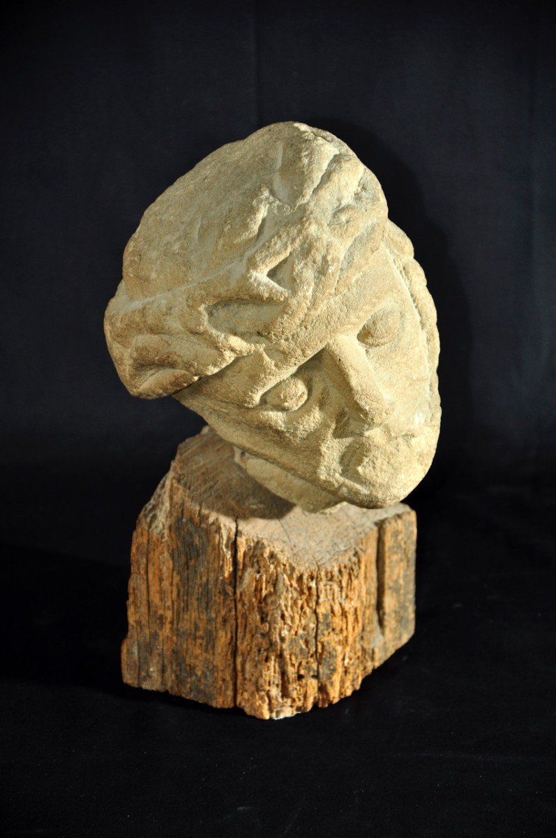 Tête Du Christ, époque Romane (grès Sculpté).-photo-4