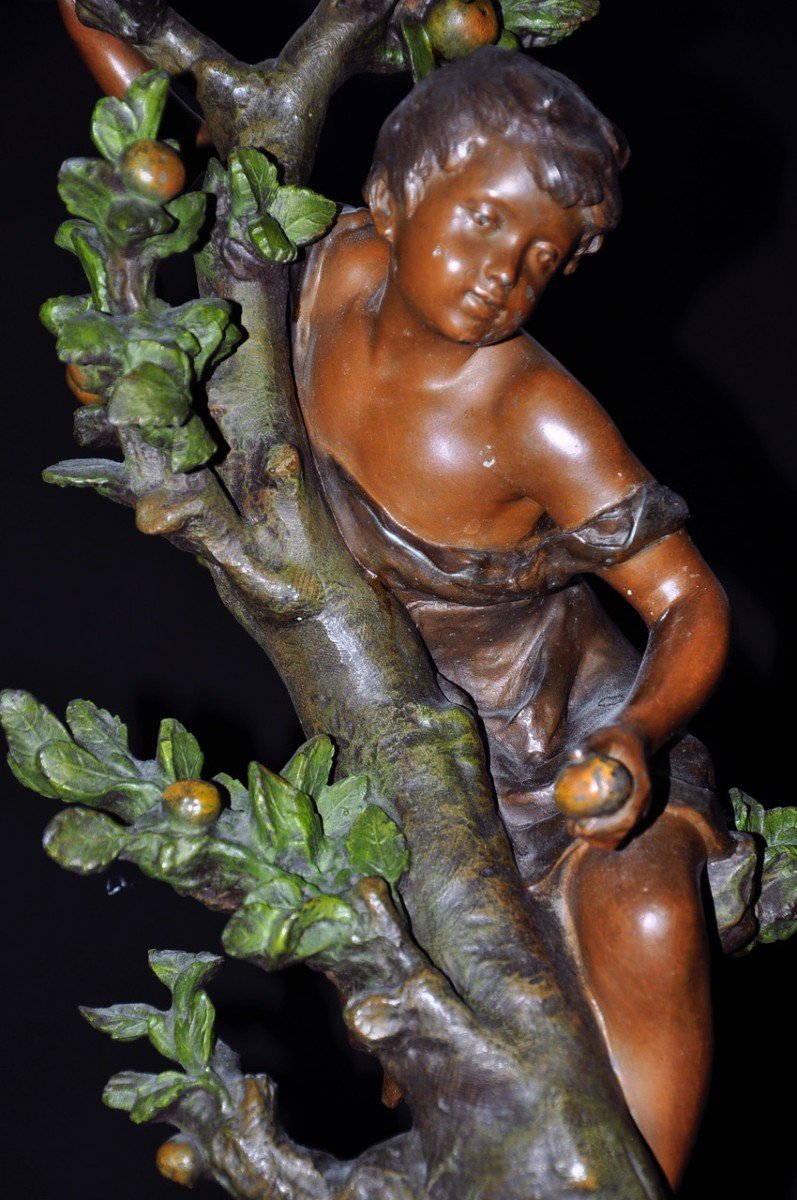 Régule Titré Automne Signé Mathurin Moreau Fin  XIXe Siècle-photo-3