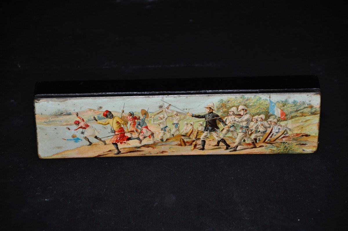 Plumier pour enfant à décor colonialiste circa 1880-photo-3