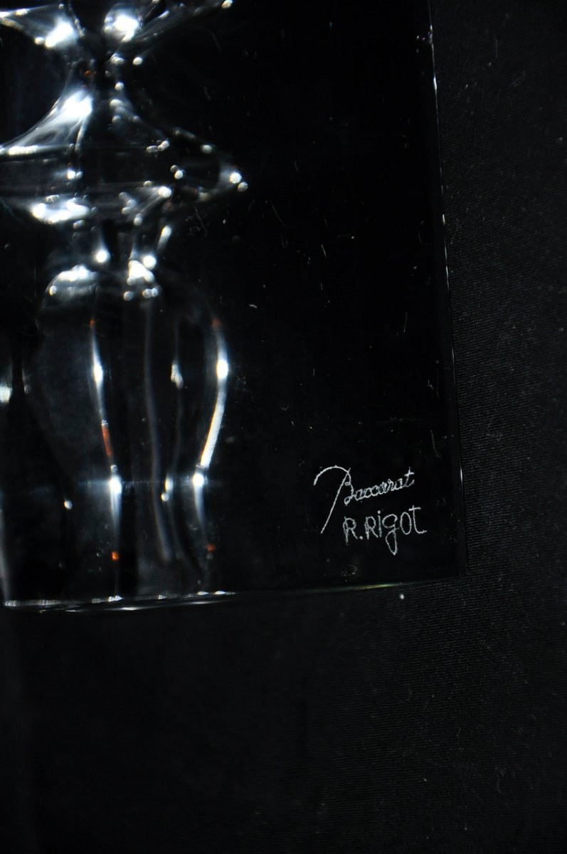 Serre-livres en cristal signé Baccarat par le designer Robert Rigot circa 1980-photo-2