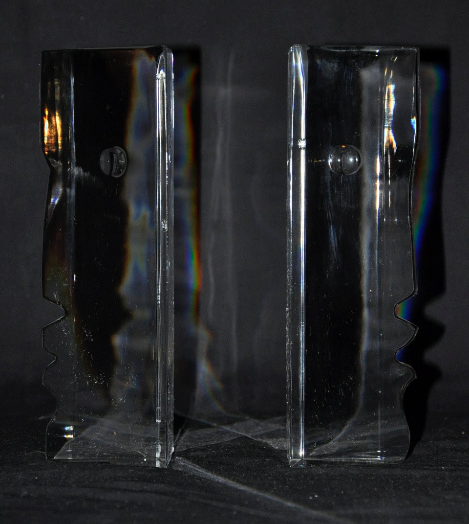 Serre-livres en cristal signé Baccarat par le designer Robert Rigot circa 1980-photo-3