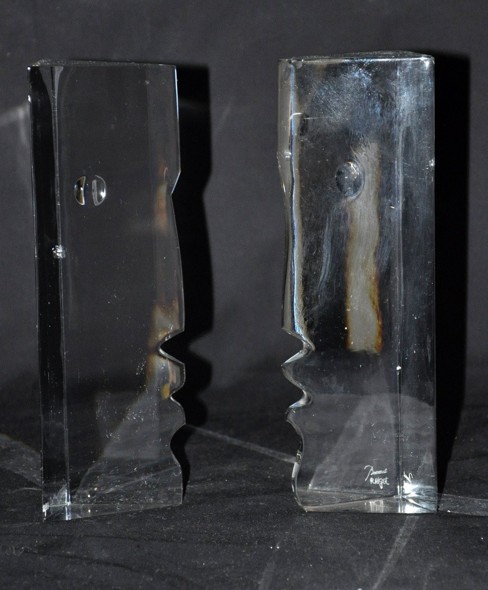 Serre-livres en cristal signé Baccarat par le designer Robert Rigot circa 1980-photo-4