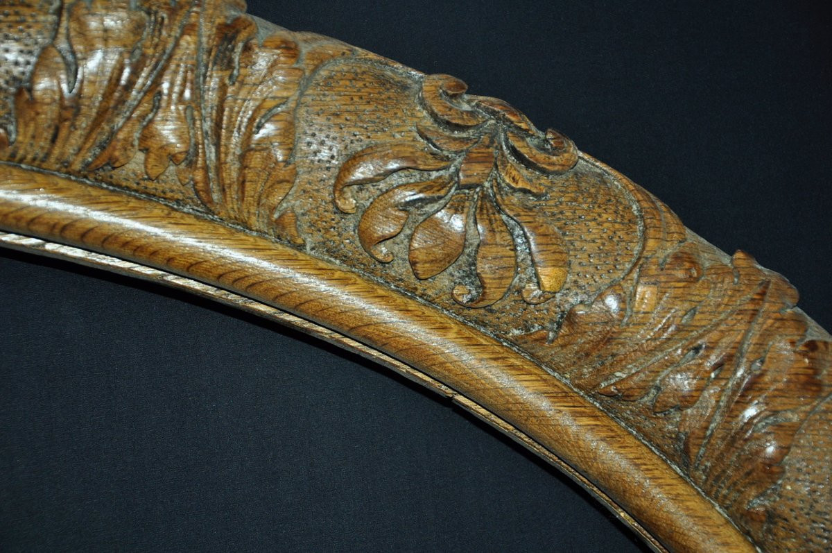 Oval Frame In Solid Carved Oak, 18th Century, Rococo Style-photo-1