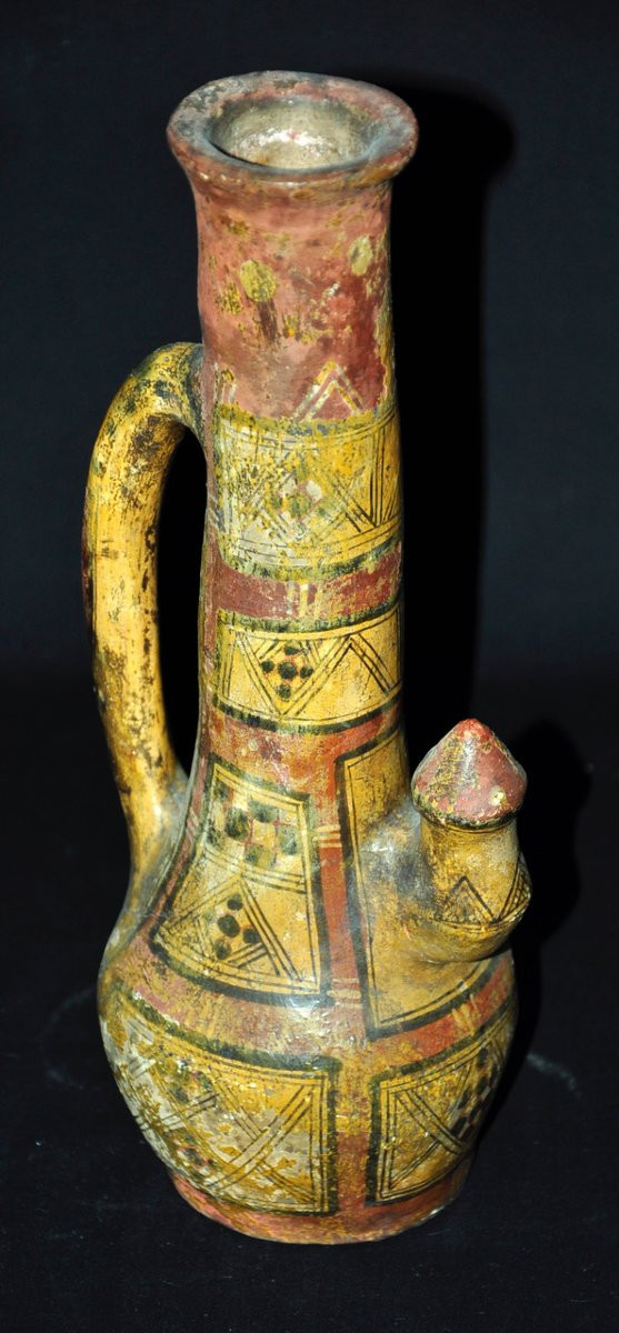 Kabyle Pottery Titled Late 19th Century Vase With Polychrome Geometric Decoration-photo-2