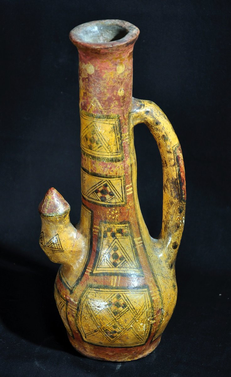 Kabyle Pottery Titled Late 19th Century Vase With Polychrome Geometric Decoration-photo-4