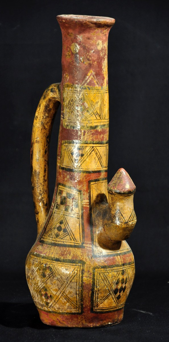 Kabyle Pottery Titled Late 19th Century Vase With Polychrome Geometric Decoration