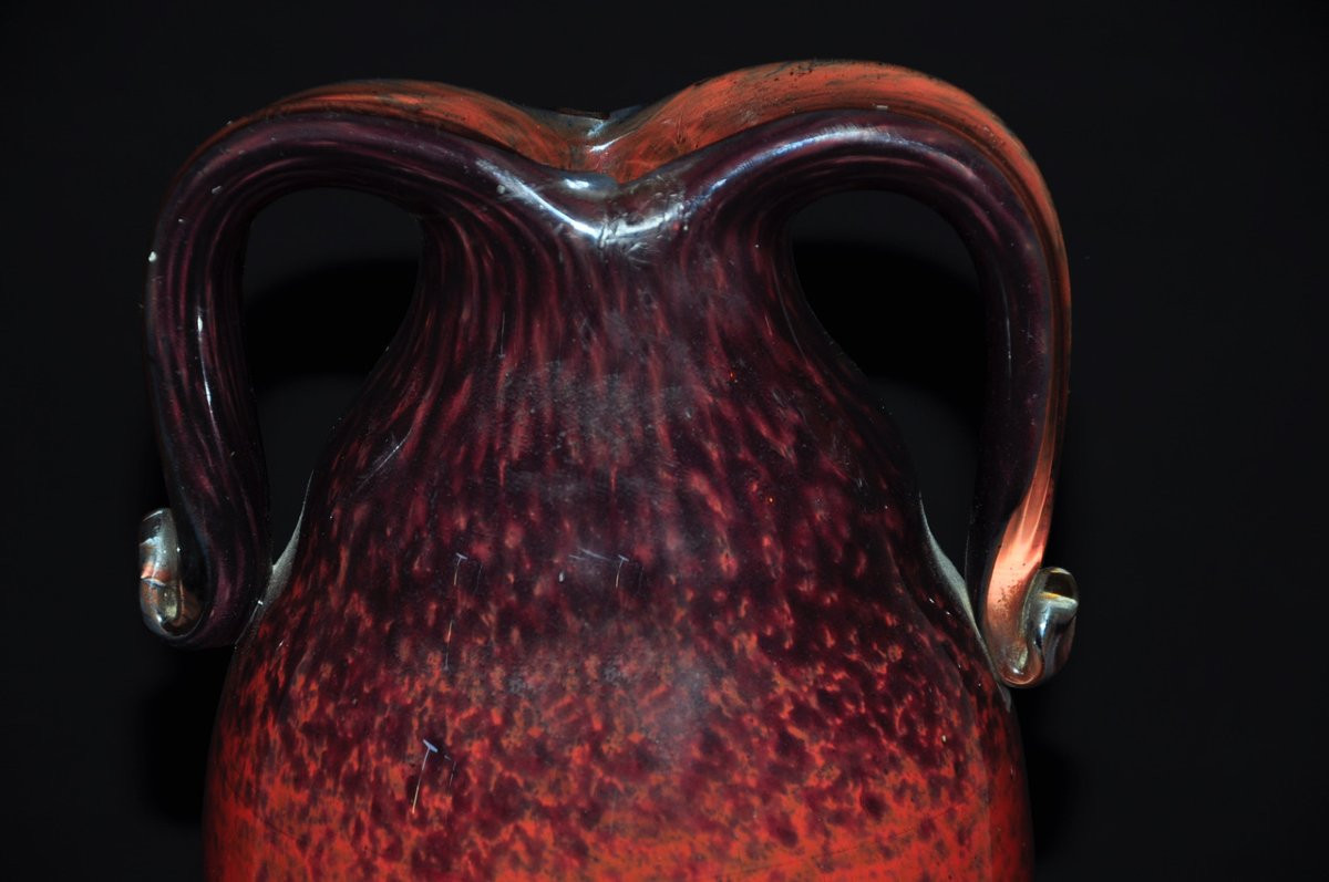 Glass Paste Vase Mounted On Wrought Iron Circa 1900-photo-4