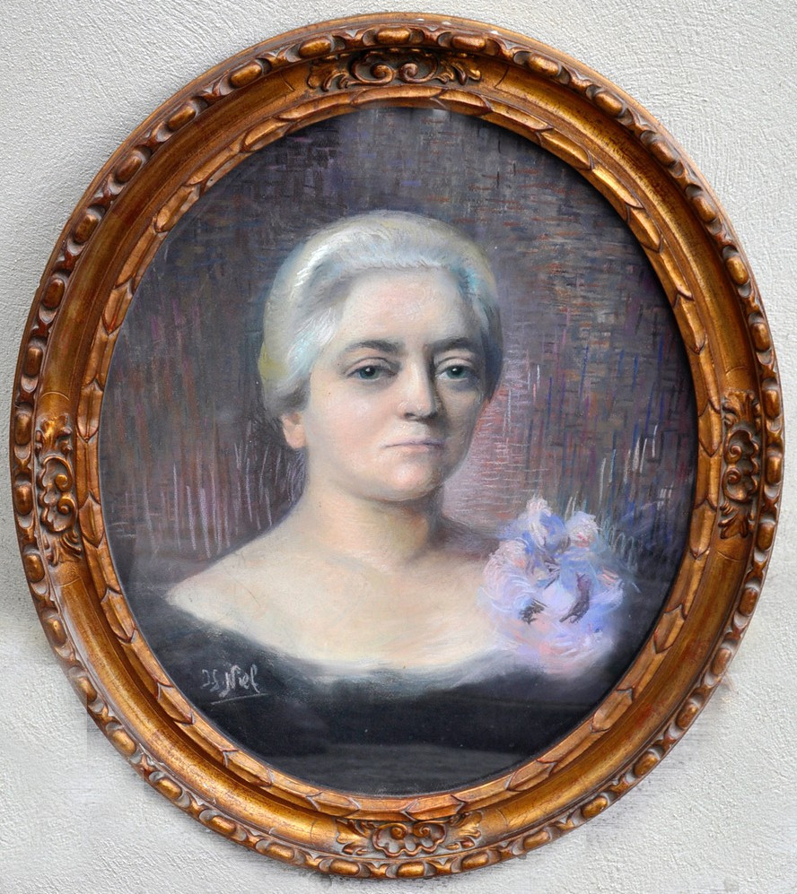 Pastel portrait dune élégante encadré époque fin XIXe siècle