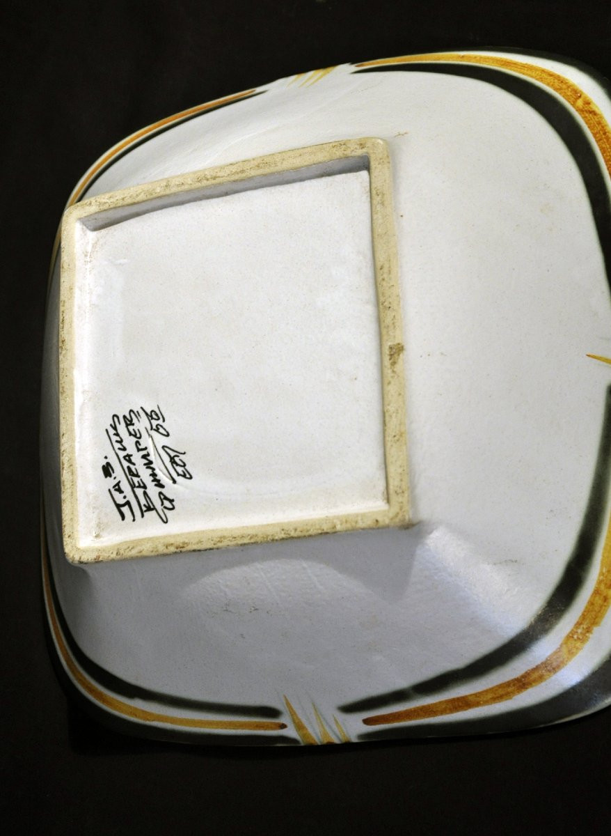 Earthenware Dish Signed J.a.3 Keraluc Quimper-photo-3