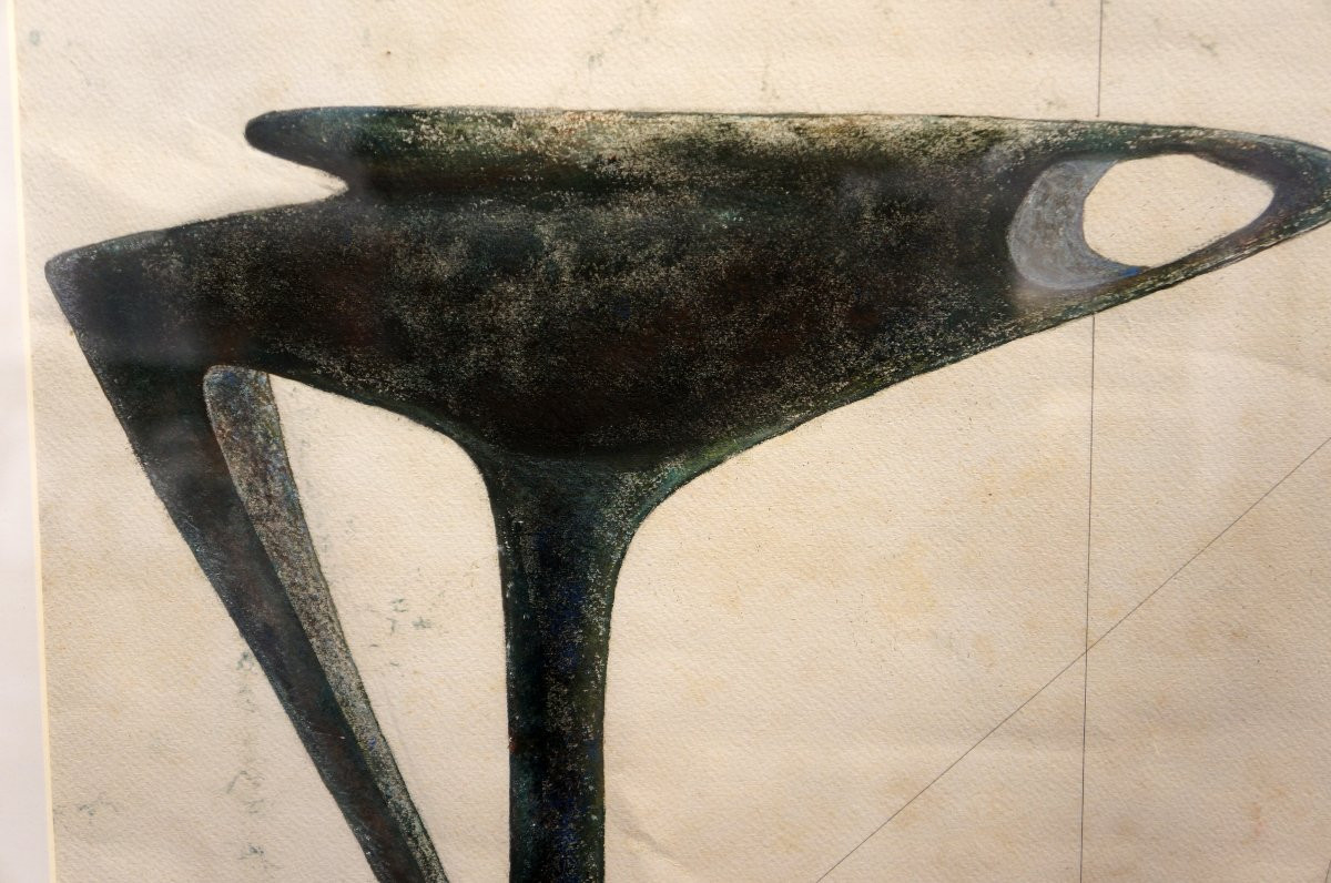Original Preparatory Drawing For The Olympic Torch For The 1968 Grenoble Winter Games-photo-3