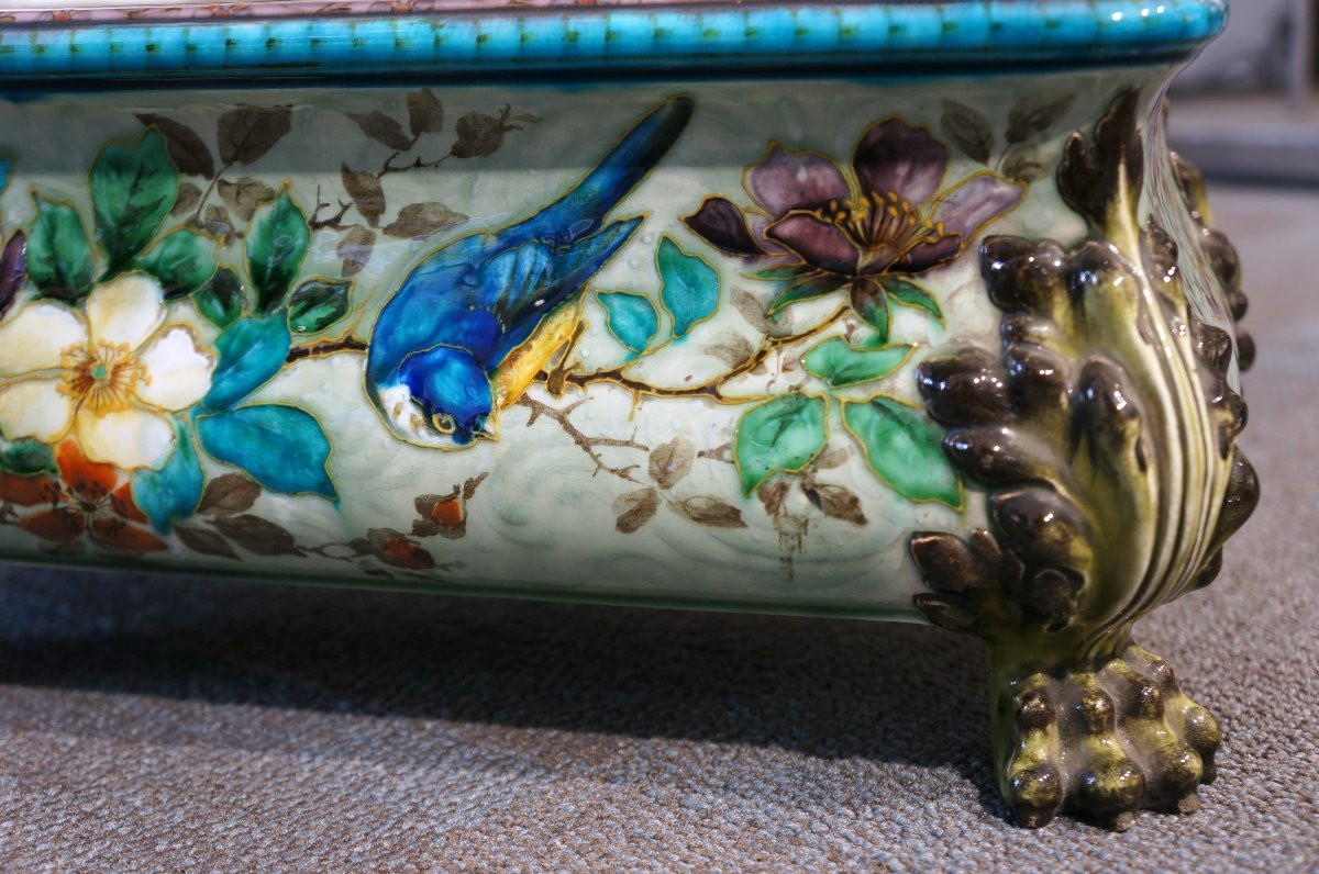 Théodore Deck 19th Century Glazed Earthenware Planter-photo-3