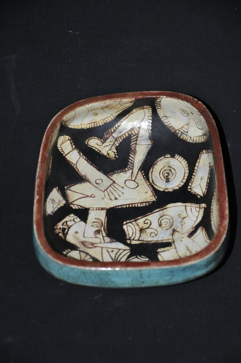 Eugène Fidler Glazed Ceramic Trinket Tray, Signed Circa 1970-photo-4