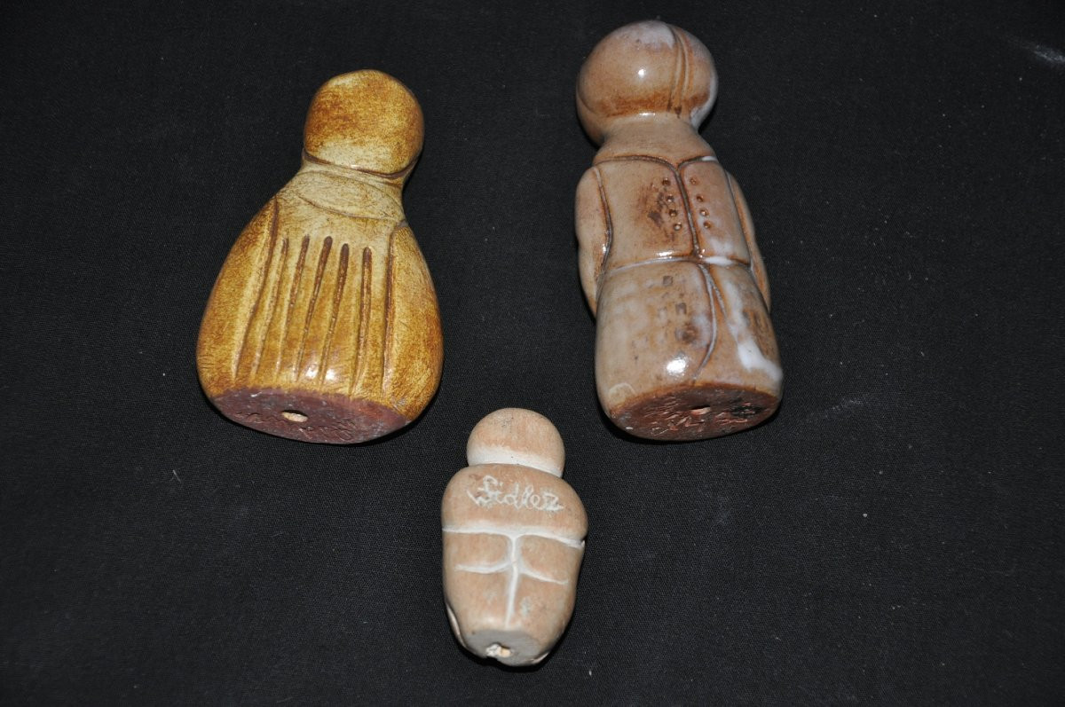 Eugène Fidler Ensemble de trois personnages en céramique signés circa 1960-photo-3